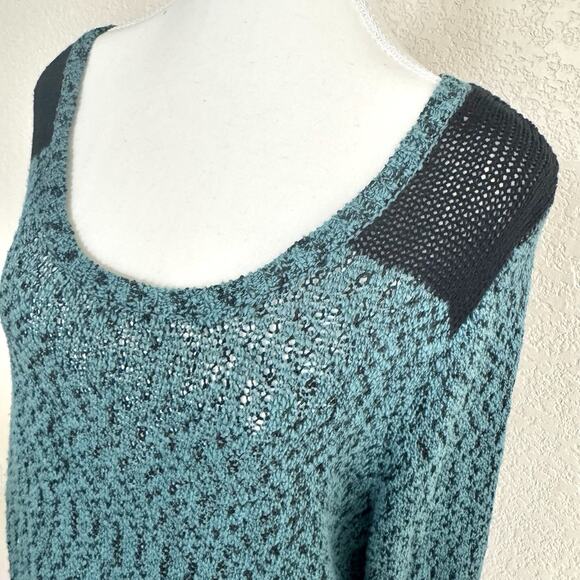 Maurices Sweater Crochet Knit Dress Sz 2 Teal Blue Tunic Long Sleeve Bow Back - Picture 6 of 15